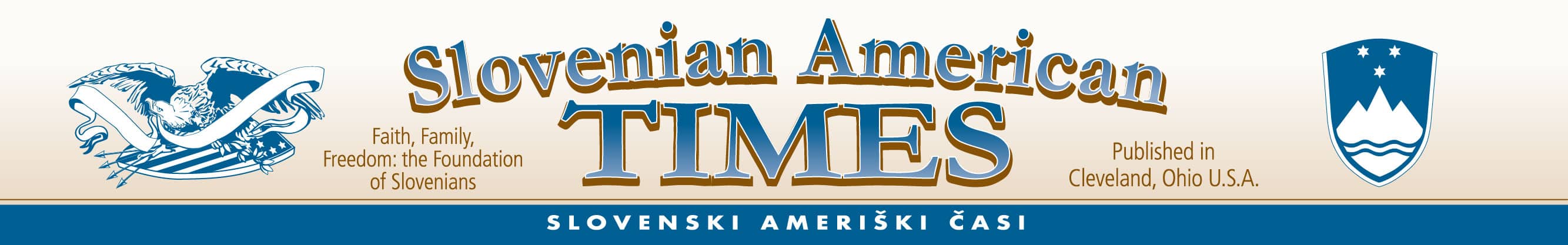 SLOVENIAN American Times logo with slovenian coat of arms and eagle