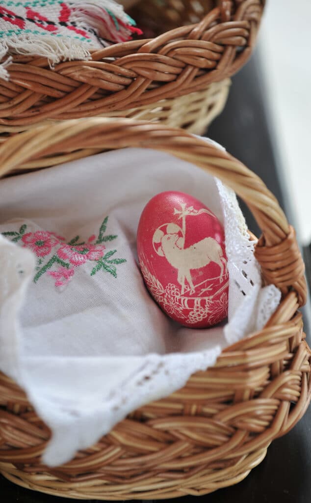 basket of decorated easter eggs